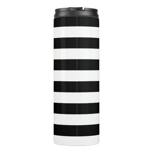 Schwarz & Weiß gestreifter Thermosbecher (Rückseite)
