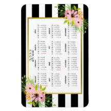 Schwarz-weiß gestreiftes Blumengold | Kalender 202