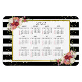 Schwarz-weiß gestreiftes Blumengold | Kalender 202 Magnet (Horizontal)