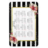 Schwarz-weiß gestreiftes Blumengold | Kalender 202 Magnet (Vertikal)