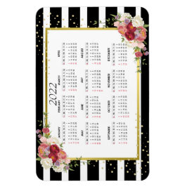 Schwarz-weiß gestreiftes Blumengold | Kalender 202 Magnet