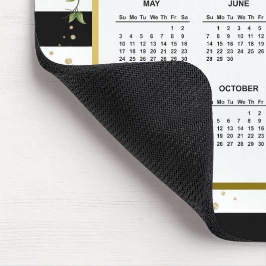 Schwarz-weiß gestreiftes Blumengold - Kalender 202 Mousepad (Ecke)