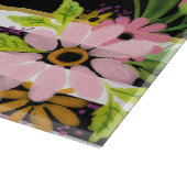 Schwarz-weiß gestreiftes Blumengold | Monogramm Schneidebrett (Ecke)