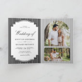 Schwarz-Weiß gestreiftes Foto QR-Code Hochzeit Einladung (Innenseite)