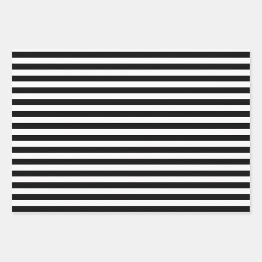 Schwarz & Weiß gestreiftes Geschenkpapier Set (Vorderseite)