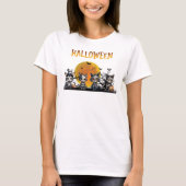 Schwarz-weiß gestreiftes Halloween Niedliche Geist T-Shirt (Vorderseite)