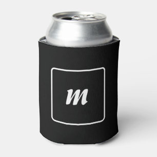 Schwarz-weiß gestreiftes Monogramm Dosenkühler