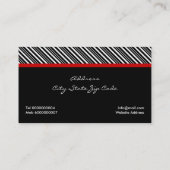 Schwarz-weiß gestreiftes Muster mit rotem Bogen un Visitenkarte (Rückseite)