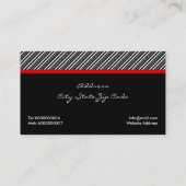 Schwarz-weiß gestreiftes Muster mit rotem Bogen un Visitenkarte (Rückseite)