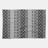 Schwarz-weiß gestreiftes Patchwork mit Spitze Geschirrtuch (Horizontal)