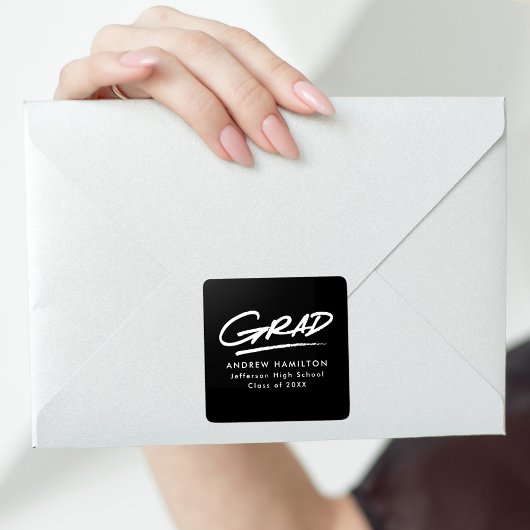 Schwarz-Weiß-gestrichen Moderner Grad-Abschluss Quadratischer Aufkleber