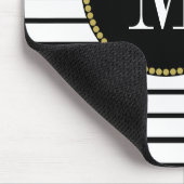 Schwarz-weiß gestrichene antike Boho Floral Monogr Mousepad (Ecke)