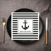 Schwarz-weiß gestrichenes Nautic Heart Anchor Boat Serviette