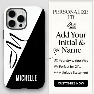 Schwarz-weiß geteilte klassische monogrammierte Sc iPhone 16 Pro Max Hülle