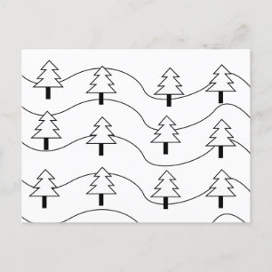 Schwarz-weiß gewelltes Streifen-Weihnachtsbaum-Mus Postkarte