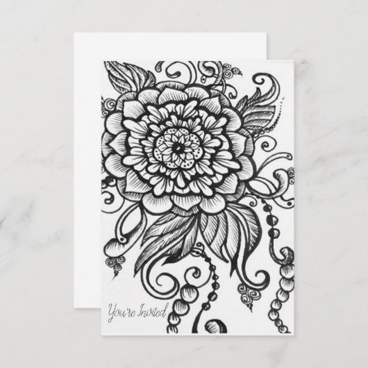Schwarz-Weiß-Gezeichnet Party Einladung (Vorne/Hinten)