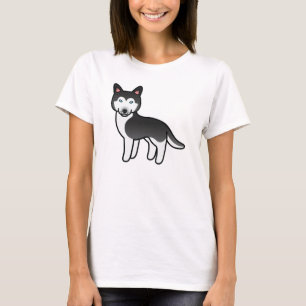 Schwarz-weiß gezeichneter sibirischer Husky-Hund T-Shirt