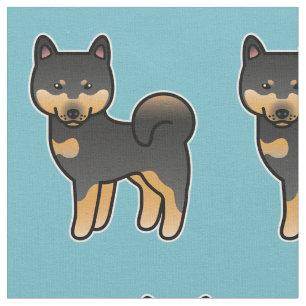 Schwarz-weiß gezeichnetes Shiba-Inu-Muster Stoff