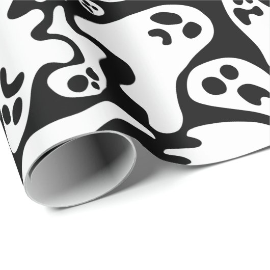 Schwarz-Weiß-Ghost-Muster Geschenkpapier (Rolleneckpunkt)