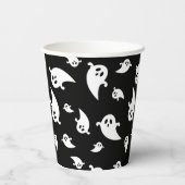 Schwarz-Weiß-Ghost-Muster Halloween Pappbecher (Rückseite)