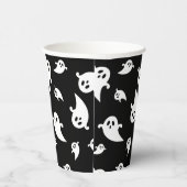 Schwarz-Weiß-Ghost-Muster Halloween Pappbecher (Rechts)