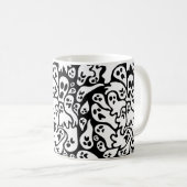 Schwarz-Weiß-Ghost-Muster Kaffeetasse (VorderseiteRechts)