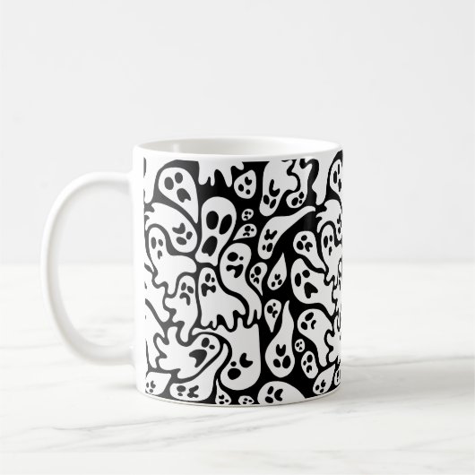 Schwarz-Weiß-Ghost-Muster Kaffeetasse (Links)