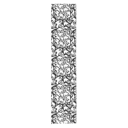 Schwarz-Weiß-Ghost-Muster Kurzer Tischläufer (Vorderseite)