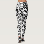 Schwarz-Weiß-Ghost-Muster Leggings (Rückseite)