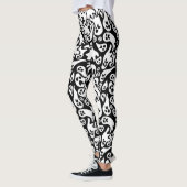 Schwarz-Weiß-Ghost-Muster Leggings (Links)