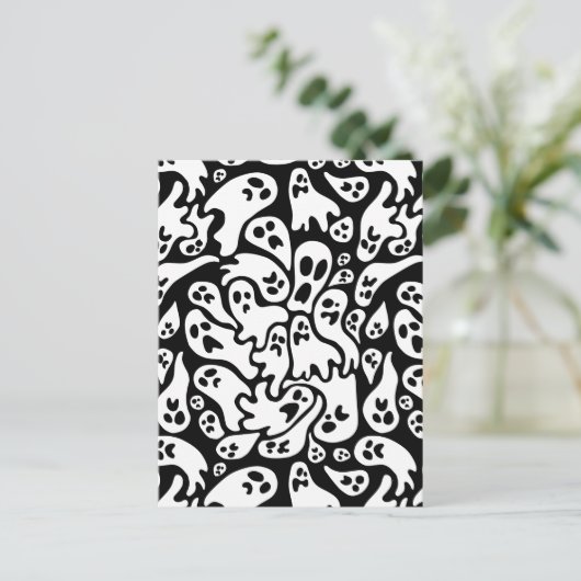 Schwarz-Weiß-Ghost-Muster Postkarte (Stehend Vorderseite)