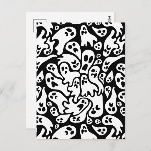 Schwarz-Weiß-Ghost-Muster Postkarte (Vorne/Hinten)