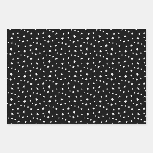 Schwarz-weiß Ghosts Bats Stars Halloween-Muster Geschenkpapier Set (Vorderseite 3)