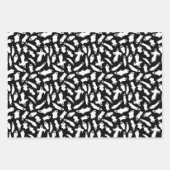 Schwarz-weiß Ghosts Bats Stars Halloween-Muster Geschenkpapier Set (Vorderseite)