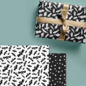 Schwarz-weiß Ghosts Bats Stars Halloween-Muster Geschenkpapier Set