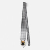 Schwarz/Weiß Gingham Abstrakt Fox Necktie Krawatte (Vorderseite)