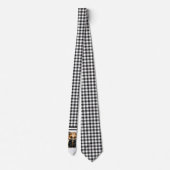 Schwarz/Weiß Gingham Abstrakt Fox Necktie Krawatte (Rückseite)