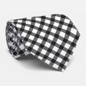 Schwarz-Weiß-Gingham-Argyle-Karomuster Krawatte (Gerollt)