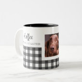 Schwarz-weiß Gingham Dog Foto Zweifarbige Tasse (Vorderseite Links)