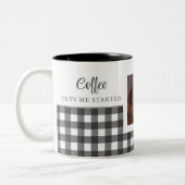 Schwarz-weiß Gingham Dog Foto Zweifarbige Tasse (Links)
