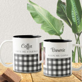 Schwarz-weiß Gingham Dog Foto Zweifarbige Tasse
