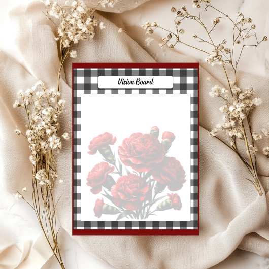 Schwarz-Weiß-Gingham-Gingham-Vision-Board Notizblock