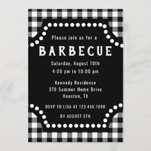 Schwarz-Weiß-Gingham-GRILLEN Einladung