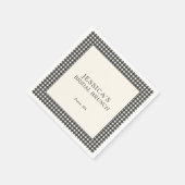 Schwarz-Weiß-Gingham-Hochzeitsbrunch-Schauer-Perso Serviette (Ecke)