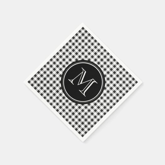 Schwarz-Weiß-Gingham, Ihre Monogramm Serviette (Ecke)