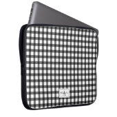 Schwarz-weiß Gingham Kariert Checked Pattern Monog Laptopschutzhülle (Vorne Rechts)
