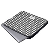 Schwarz-weiß Gingham Kariert Checked Pattern Monog Laptopschutzhülle (Vorne Knopf)