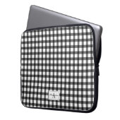 Schwarz-weiß Gingham Kariert Checked Pattern Monog Laptopschutzhülle (Vorderseite Links)