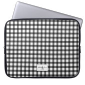 Schwarz-weiß Gingham Kariert Checked Pattern Monog Laptopschutzhülle (Vorderseite)
