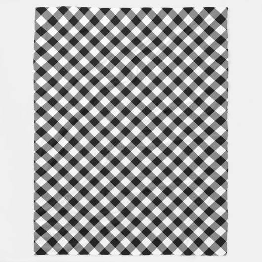 Schwarz-Weiß Gingham Kariert Fleece Blanket (Vorderseite)